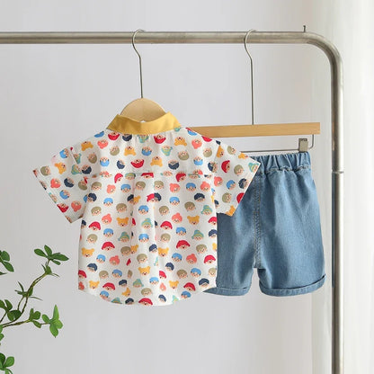 Children Boys Casual dinosaur Shirt Shorts 2Pcs/Sets New Summer Baby Clothes Suit Toddler Costume Infant Outfits Kids Tracksuits