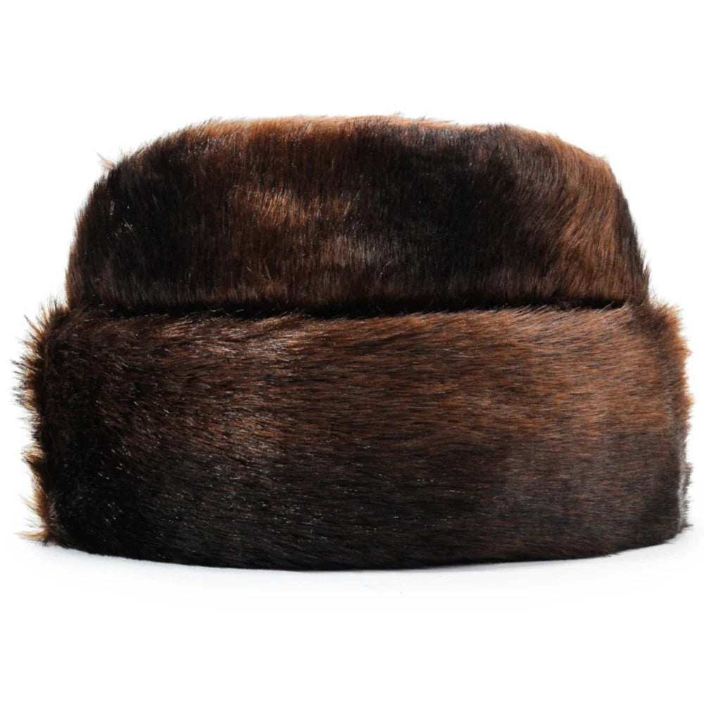 Thick Warm Winter Hats for Men Classic Faux Fur Russian Hat Male Snow Ski Earflap Cap Bomber Hat Dad Father Russian Cap