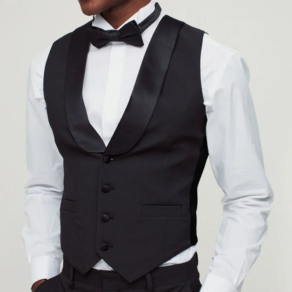 Men Vest Black Double Button Solid Waistcoat For Wedding Birthday Party Prom Business Work Daily Casual Men Suit Vest