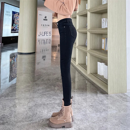 Women Stretch Jeans Lady Slim Skinny Pencil Jeans High Waist Vintage Pants Girls Leggings Straight Leg Korea Fashion Trousers