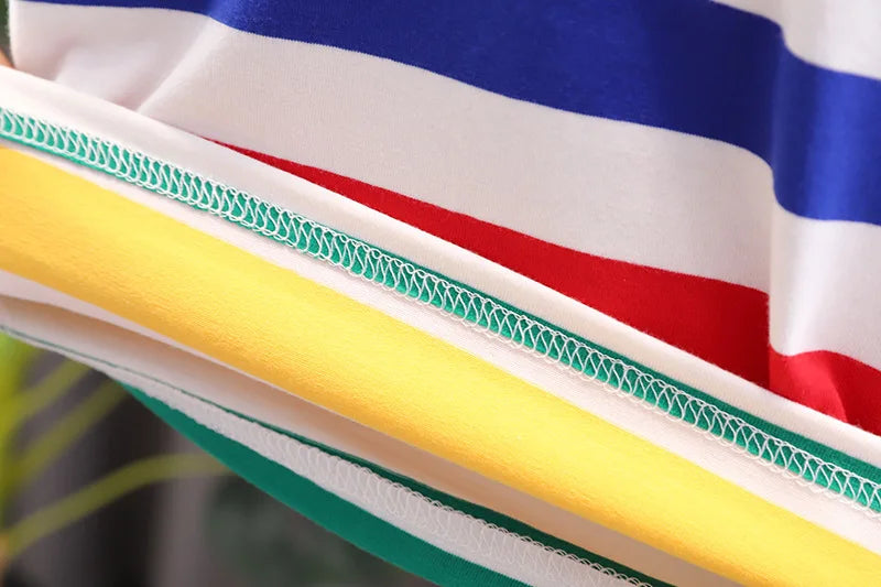 Summer Baby Boys Clothes Set Children Striped Cartoon T-Shirt Pants Bag 3Pcs/Sets Kids Girls Clothing Infant Costume Traksuits
