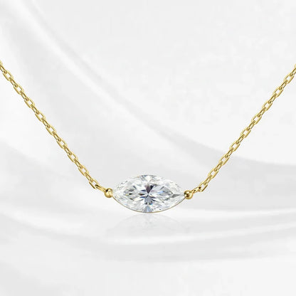 Marquise Cut 1-3CT Zircon or Moissanite Necklace for Women Gemstone Lab Diamond Pendant 925 Sterling Silver Plated 14K