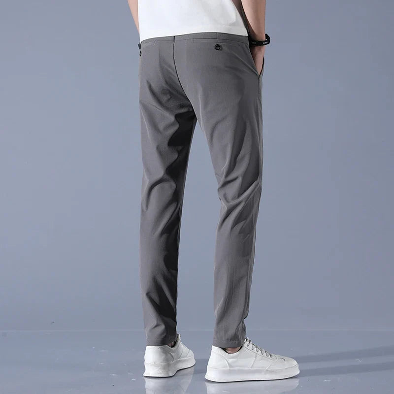 2026 Spring Summer Men's Ice Silk Golf Casual Slim Straight Thin Trousers Male Fashion Stretch Breathable Jogging 28-38