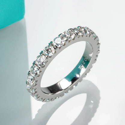 3mm 2-3ct D Color Moissanite Wedding Band Ring 925 Sterling Silver Eternity Band Engagement Rings for Women