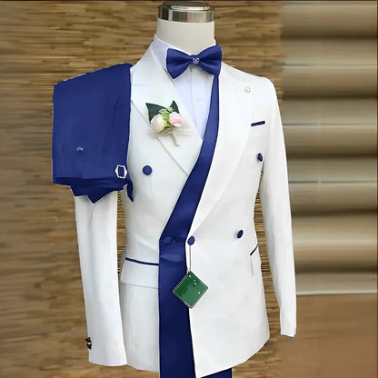 Bespoke Custom White Black Wedding Suit For Men New Design Slim Fit Groom Best Man Wedding Tuxedo Formal Prom Wear 2 Pieces Set