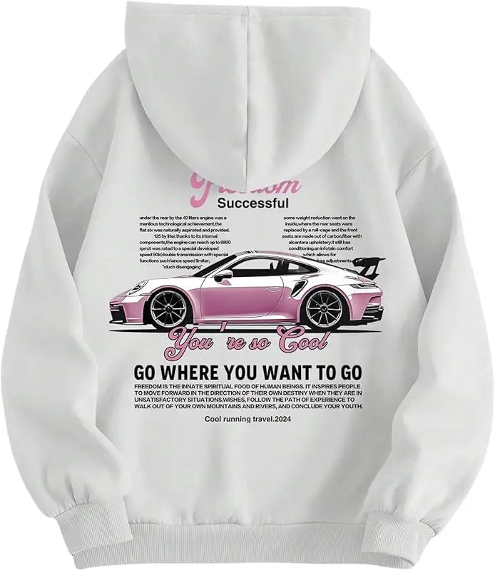 2026 New men's and women's high-quality fashion trend car printed loose comfortable classic retro hip-hop sweatshirt