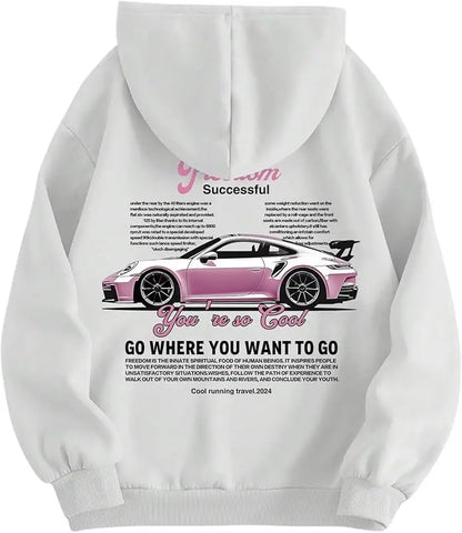 2026 New men's and women's high-quality fashion trend car printed loose comfortable classic retro hip-hop sweatshirt