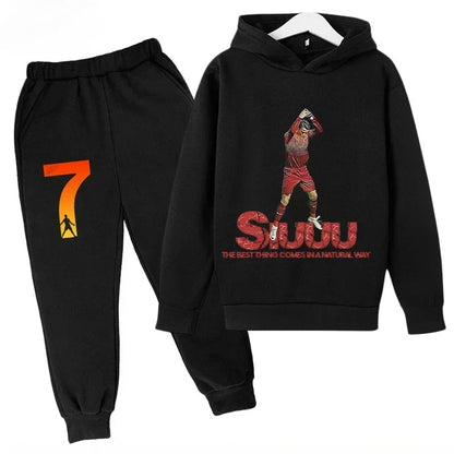 Quick-Dry CR7 Kids Tracksuit 7-13Y Ronaldo 7# Print Sports Outfit Breathable Fabric Active Wear Kids Boutique Clothes