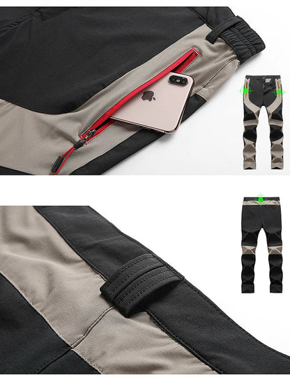 Outdoor Quick Drying Pants For Men Sports Breathable Spring Hiking Pants Elastic Casual Camping Fishing Trousers Splicing Colors