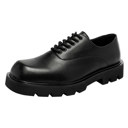 Trendy gentleman men's casual thick soled leather shoes Minimalist and versatile style Fashion Party Office Elevated Shoes