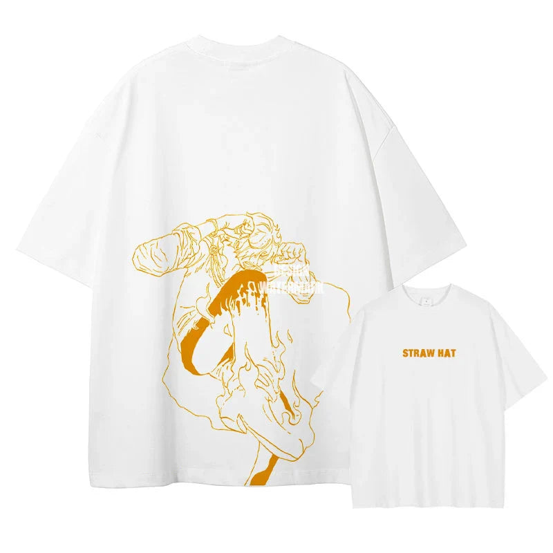 One Piece Straw Hat Pirates Unisex T-shirt 2026 Summer New Anime Double-sided Printed Casual Parent-child Short Sleeved Shirt