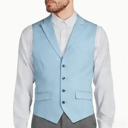 Men Vest Gray Single Button With Lapel Solid Waistcoat For Wedding Banquet Party Office Business Work Daily Men Suit Vest