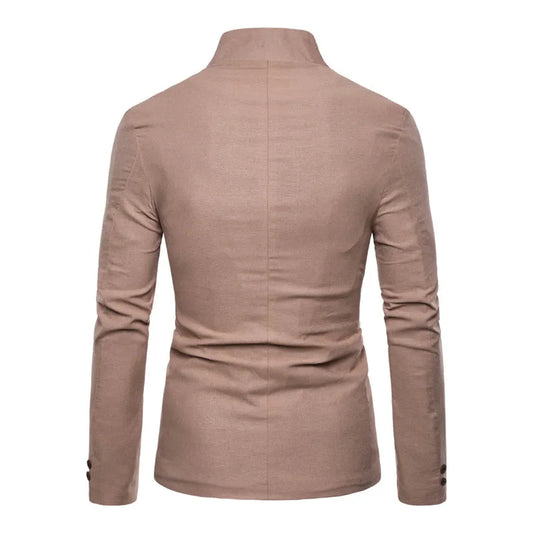 Men's Blazer Multi Button Decoration Casual Stand Collar Male Blazer Fashion Slim Solid Color Suit Jacket Dress Stage Party Tops