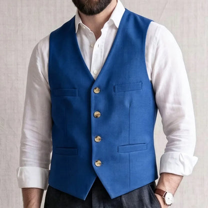 Men Vest Gray Solid Single Button V Neck Waistcoat For Wedding Banquet Business Party Office Work Casual Daily Men Suit Vest