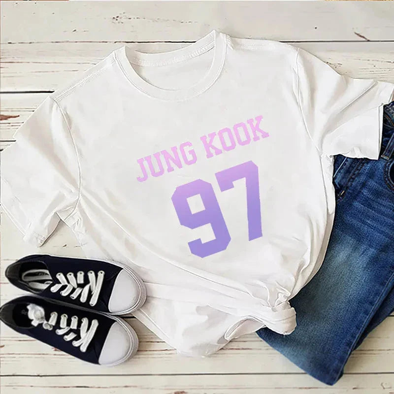 Tops for Women (taehyung) Jungkook Fan T Shirt Women Suga Kpop Harajuku Tshirt Woman Tshirts Aesthetic Clothes