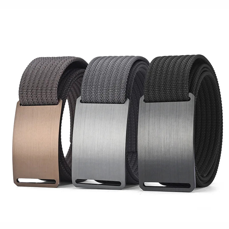 Aluminum Buckle Nylon Belt New Outdoor Belt men's Casual Canvas Woven Belt Leather Belt Men Cinto Preto Y005