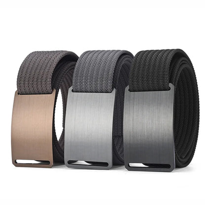 Aluminum Buckle Nylon Belt New Outdoor Belt men's Casual Canvas Woven Belt Leather Belt Men Cinto Preto Y005