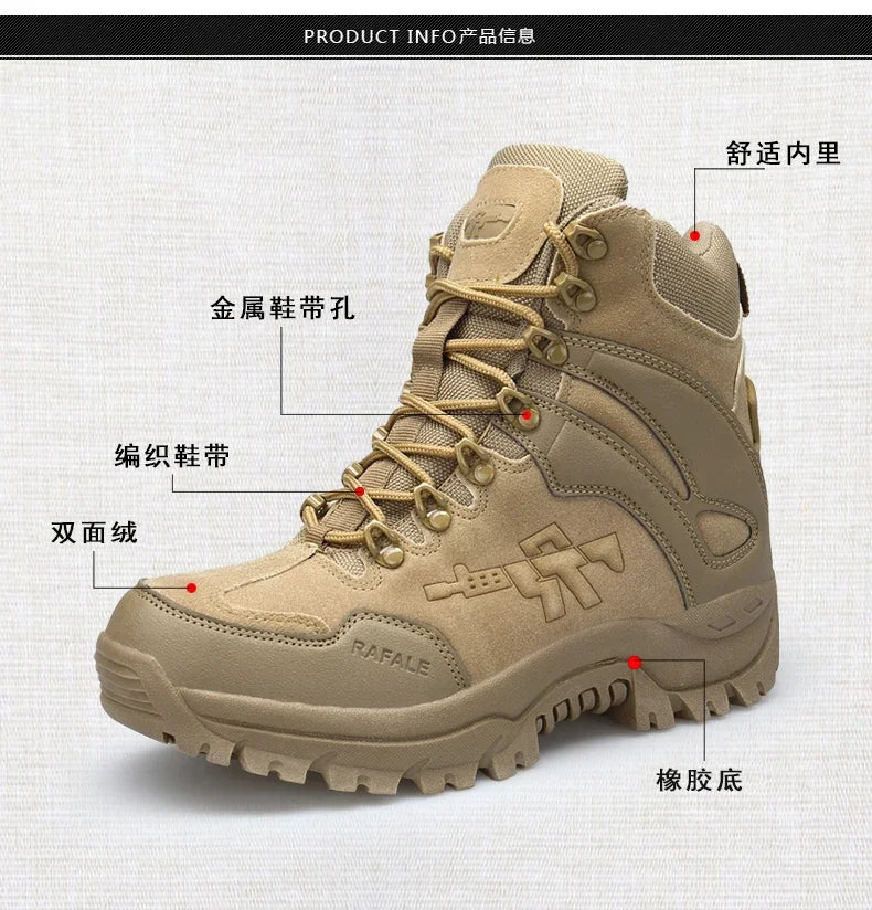 New Men Tactical Boots Army Breathable Desert High Quality Unisex Waterproof Male Hunting Boots Ankle Work Climbing Hiking Shoes