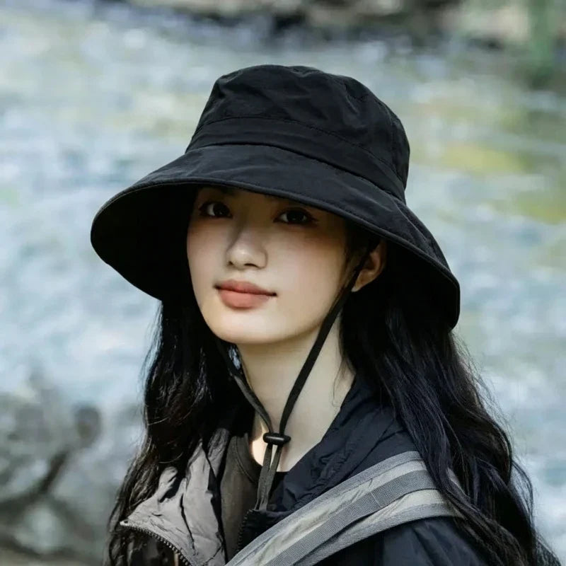 2026 Solid Color Sun Hats for Men Women Summer Outdoor Fishing Cap Wide Brim Anti-UV Protection Bucket Hat Hiking Fisherman Caps