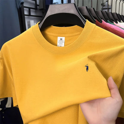 100% cotton high-end short sleeve T-shirt summer designer brand pony embroidery round neck top fashion casual golf men's wear