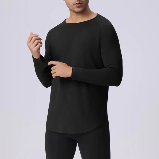 Plain Spring Autunm Cotton Long Sleeve T-shirts Gym Clothing Bodybuilding Fitness Clothing Mens Casual Slim Fit Sports Shirts