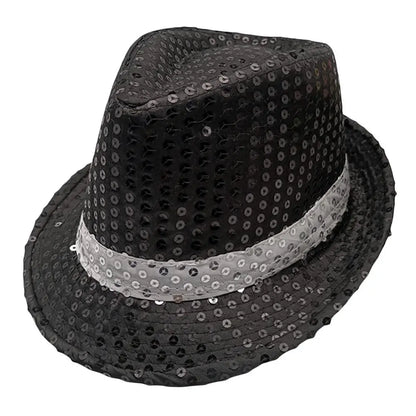 Durable Sequins Jazz Hat Masquerade Shiny Panama Cap Stage Cosplay Dance Performance Hat Holiday