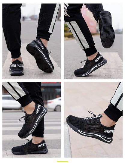 Breathable safety shoes summer man anti puncture safety work sneakers with iron toe male safety shoes men lightweight work shoes