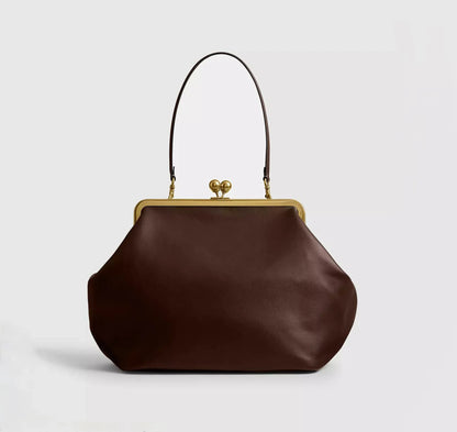 Fashion Large Kisslock Clutch Bag for Women Designer Clip Shell Women Shoulder Bags Luxury Soft Pu Leather Pink Color Handbags