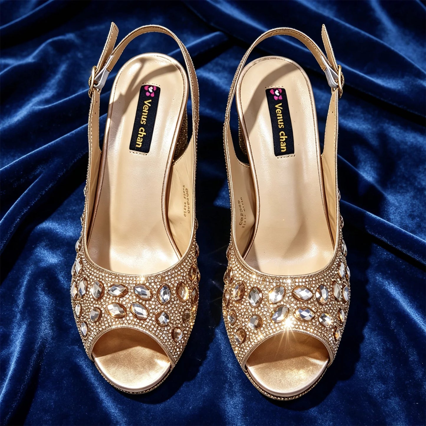 Elegant 2026 Champagne Peep Toe Heels with Diamond Accents - Luxurious Italian Design Pumps & Matching Bag Set for Parties