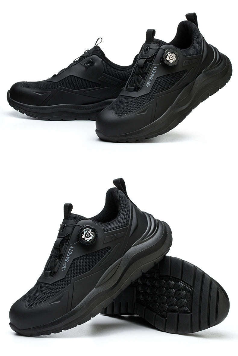 Large Size 48 Men's Summer Safety Shoes Rotating Button Work Sneakers Steel Toe Shoes Puncture-Proof Protection Shoes Security
