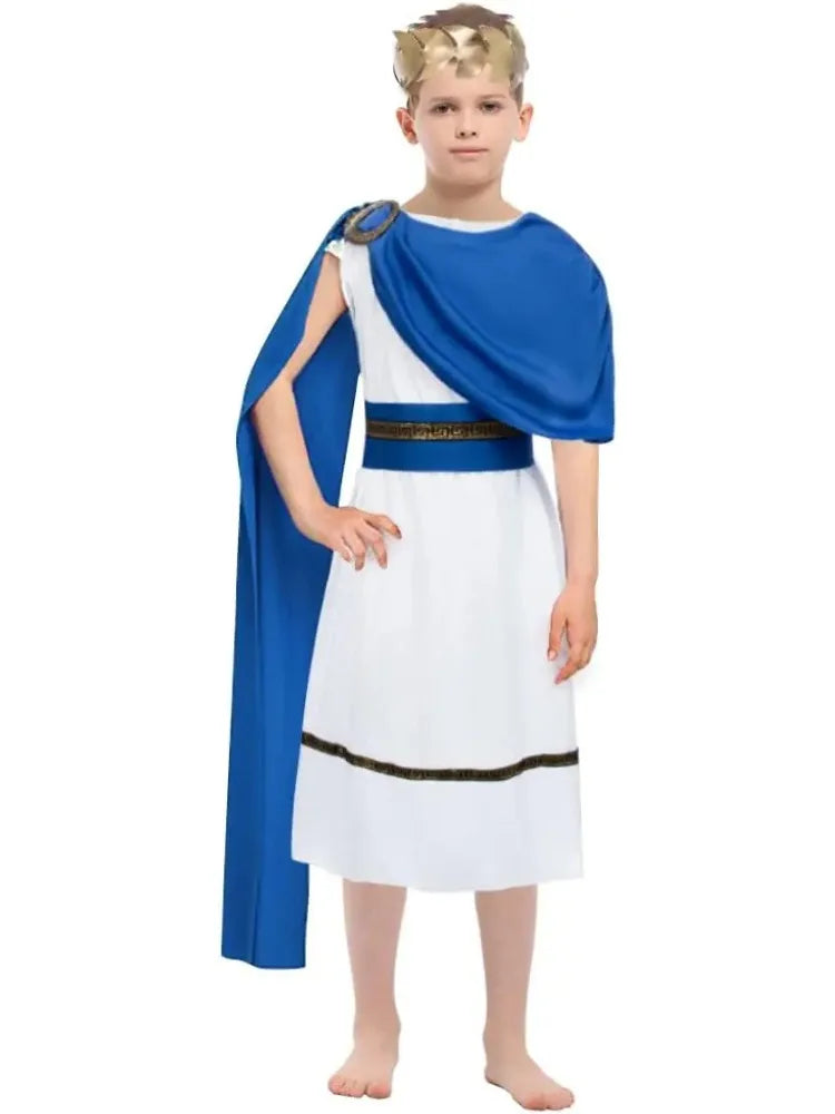 Ancient Greek Myth Child Kids Gods of Sea Poseidon Costume for Boys Carnival Halloween Week Fancy