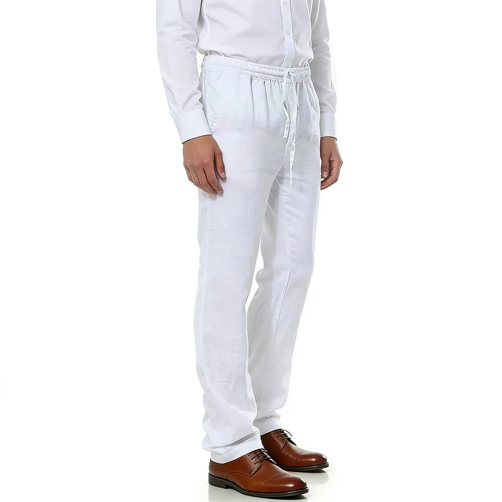 Men's Cotton Linen Suit Pants Casual Business Texture Cozy Trousers Straight Leg Old Money Man Vintage Lightweight Dress Pants