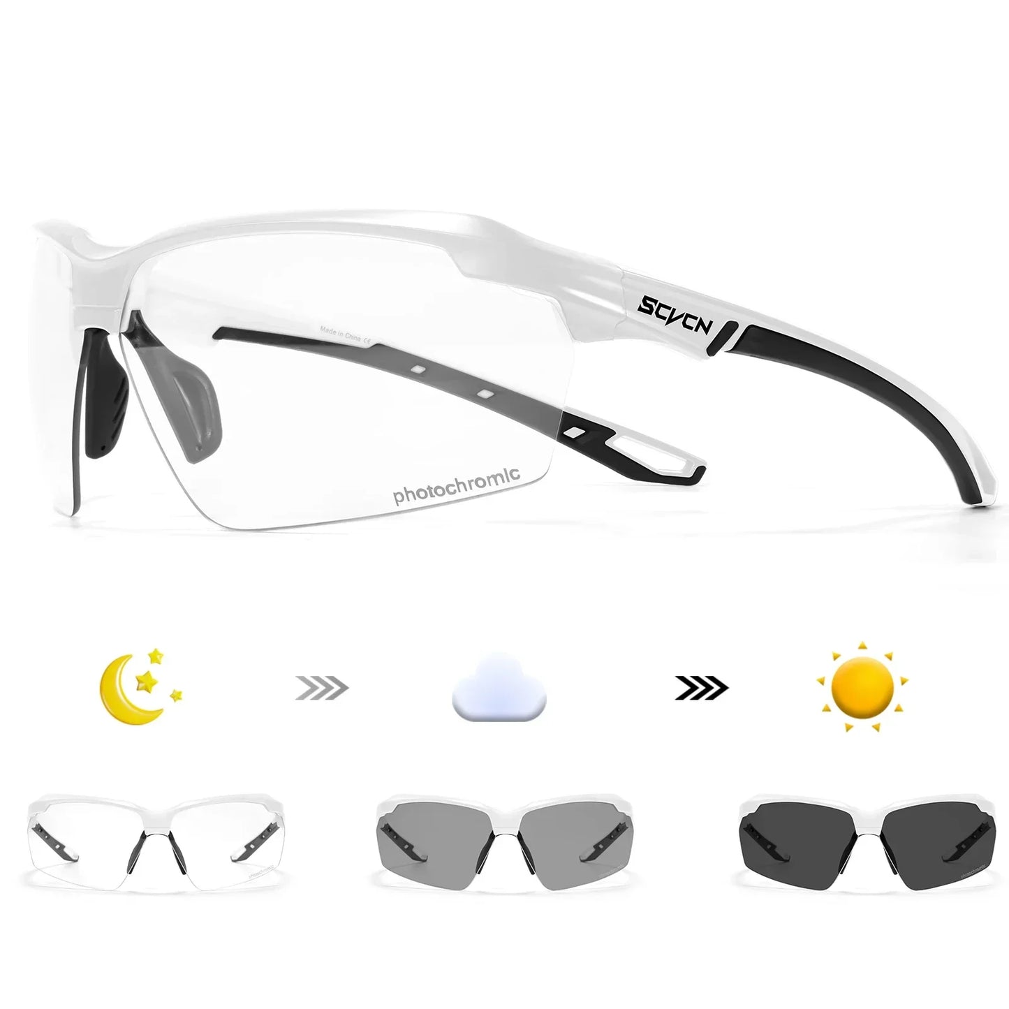 3PACKS Photochromic Cycling Sunglasses Glasses Bike MTB Bicycle Hiking Golf UV400 Sports Glasses for Men Women Baseball