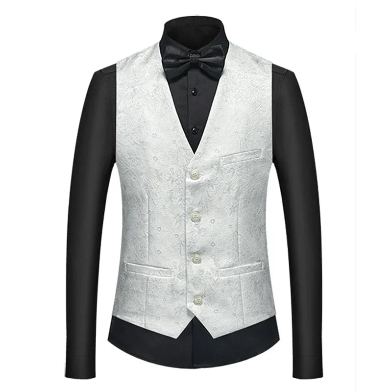 26 Colors Men's Suit Vest Single-breasted V-neck Vests Jacket Men Wedding Party Waistcoat Red Blue Green White Pink