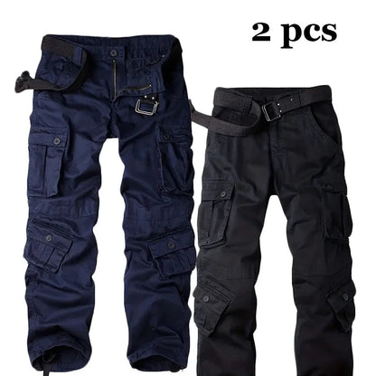 Multi-Pocket Work Pants Men Midweight Field Training Trousers Autumn 1/2Pcs Casual Cargo Pants Outdoor Tactical Hiking Trousers