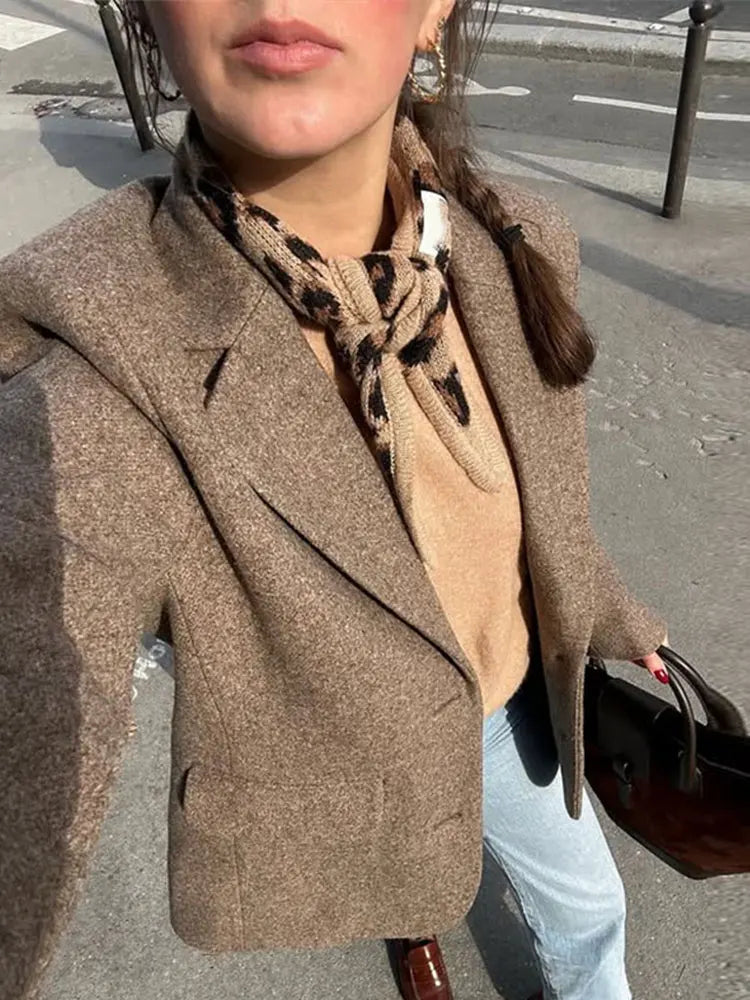 Tassels Woolen Suit Jacket Women Elegant Turn-down Collar Long Sleeve Single Breasted Pocket Autumn Winter Coats New Outerwears