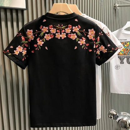 2025 Summer Fashion Men T-shirt Short-sleeved Embroidered Shirt
