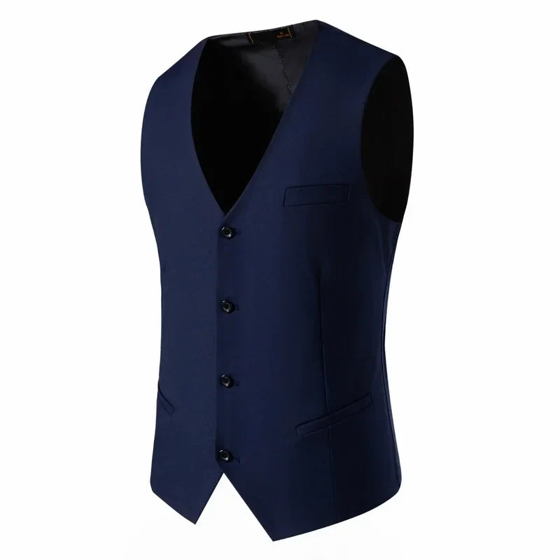 2024 New  Solid Color Men's Vest Versatile Suit Collar Slant Hem Mens Blazer Waistcoat  Dark Gray Black Red Navy-Blue  S-6XL