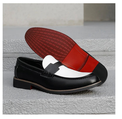 Luxury Brand Loafers Men's Black and White Color Leather Shoes Slip-on Fashion Soft-soled Casual Shoes Party Wedding Moccasin