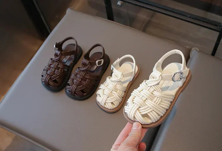 New Sandals Summer Children's Woven Casual Baby Shoes Girls Beach Shoes Slipper Baby Girl Shoes Size 22-31
