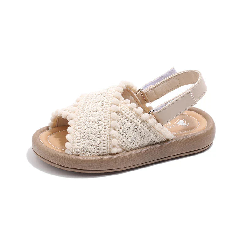 Girls Summer Beach Shoes Ethnic Style Children's Casual Sandals Kids Soft Sole Fashion Shoes Vintage Princess Shoes Summer New