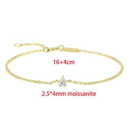 Trendy A Moissanite Bracelets for Women Letter Charm Adjustable Chain 100% 925 Sterling Silver Wedding Fine Jewelry Gifts