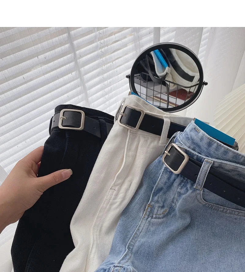 Wide Leg Denim Shorts With Belt Women Summer High Waist Pocket Hot Pants Streetwear Korean Fashion Casual Cowboy Jeans Shorts