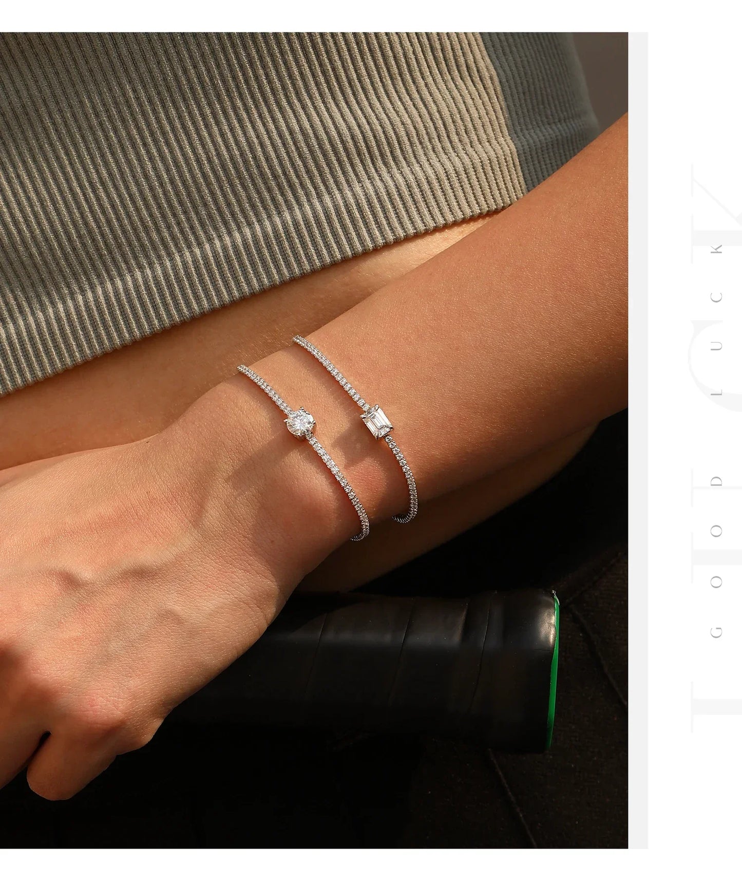 1CT Round D Color Moissanite Tennis Bracelet 925 Sterling Silver Luxury Stackable Bracelets For Women Vacation Jewelry