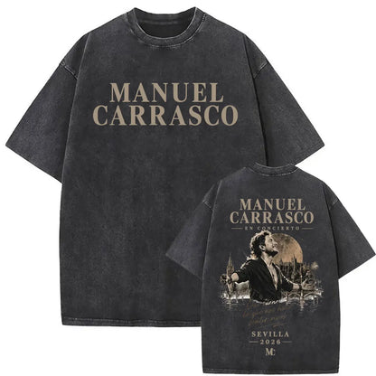 Manuel Carrasco Salvaje Desde Ia Raiz 2026 Vintage Washed T-shirt Men Women Fashion Hip Hop Punk 100% Cotton T Shirts Streetwear