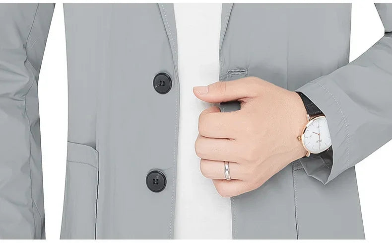 Brand Summer Men Blazers Gray Solid Color Thin Anti Wrinkle Quick Drying Soft Business Suit Blazer Jacket for Man