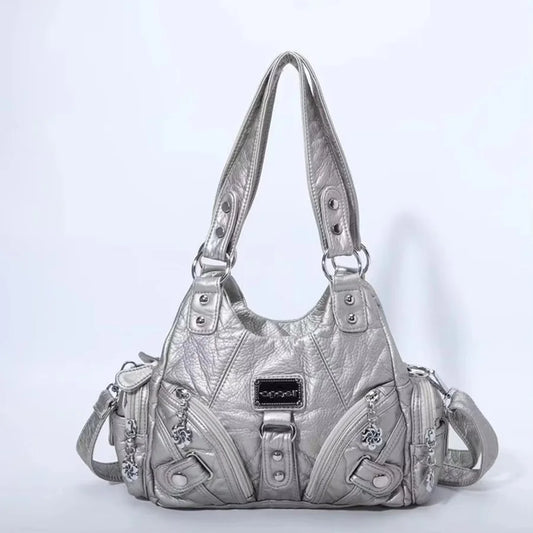 Vintage Women Handbags Soft Bag Small Top-handle Purse Fashion Satchel Multi-Pockets Shoulder Bag Hobos Phone Pack Tote Bag
