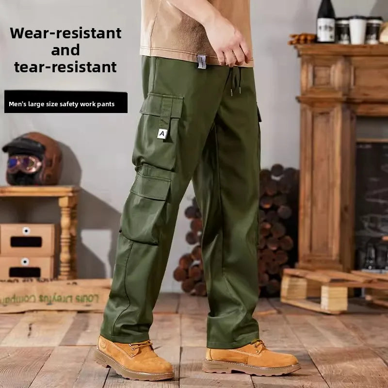 Men's Casual Workwear Pants Large Size 2024 New Style Durable Leisure Set for Construction Work Summer Wear Elastic Cuff
