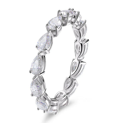 3x5mm Pear Cut Moissanite Eternity Rings for Women Lab Diamond GRA Anniversary Ring s925 Sterling Silver Wedding Band
