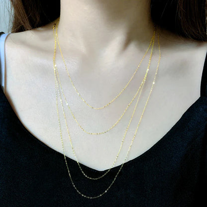 Real 18K yellow Gold Chopin Chain Necklace Au750 Fine Jewelry Wedding For Female Wedding Gift X269 22-9-14